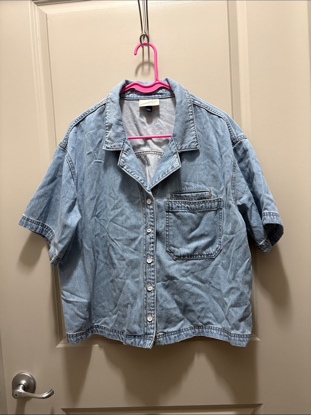 Universal Thread Light Blue Denim Short-Sleeve Button-Down Shirt for Kids